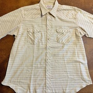Vintage Wrangler Permanent Press Long Tails Pearl Snap Western Shirt 18 Thrashed